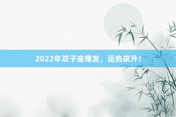 2022年双子座爆发，运势飙升！