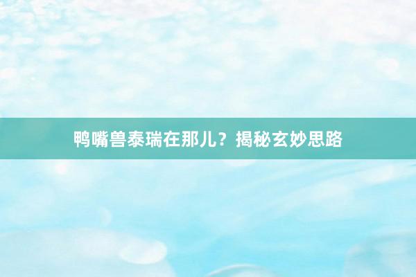 鸭嘴兽泰瑞在那儿？揭秘玄妙思路